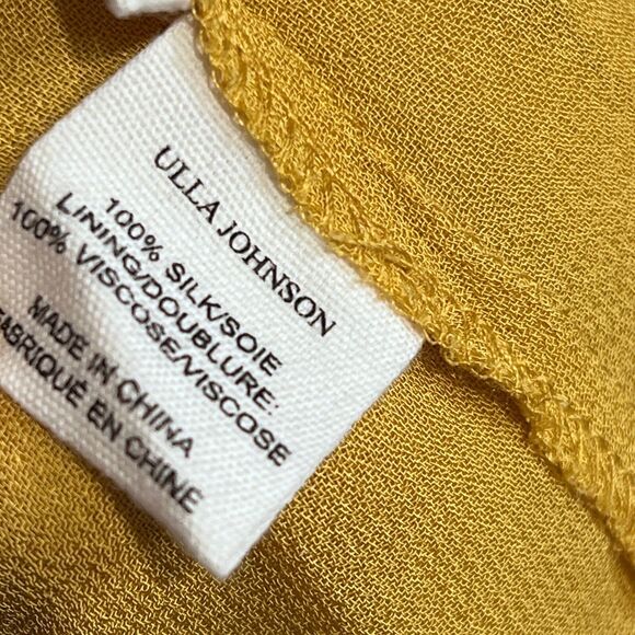 Ulla Johnson Sonja Silk Midi Dress | Size 0 | Yellow Ruffle Hem Boho Chic - Picture 10 of 16